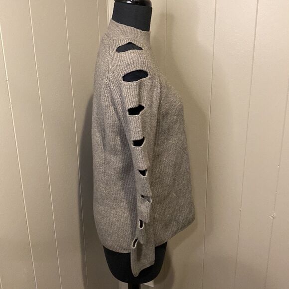 Stella + Lorenzo Medium Grey Knit Sweater Turtleneck Sleeve Cutouts - Picture 3 of 6